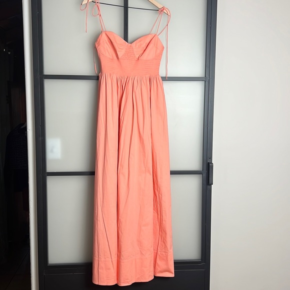 STAUD Dresses & Skirts - STAUD Landry shirred cotton-blend poplin maxi dress Size Large